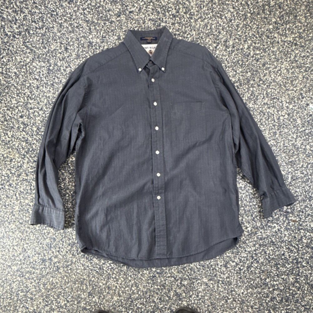Vintage Tommy‎ Hilfiger Grey Long sleeve button down shirt 16 1/2. 32-33